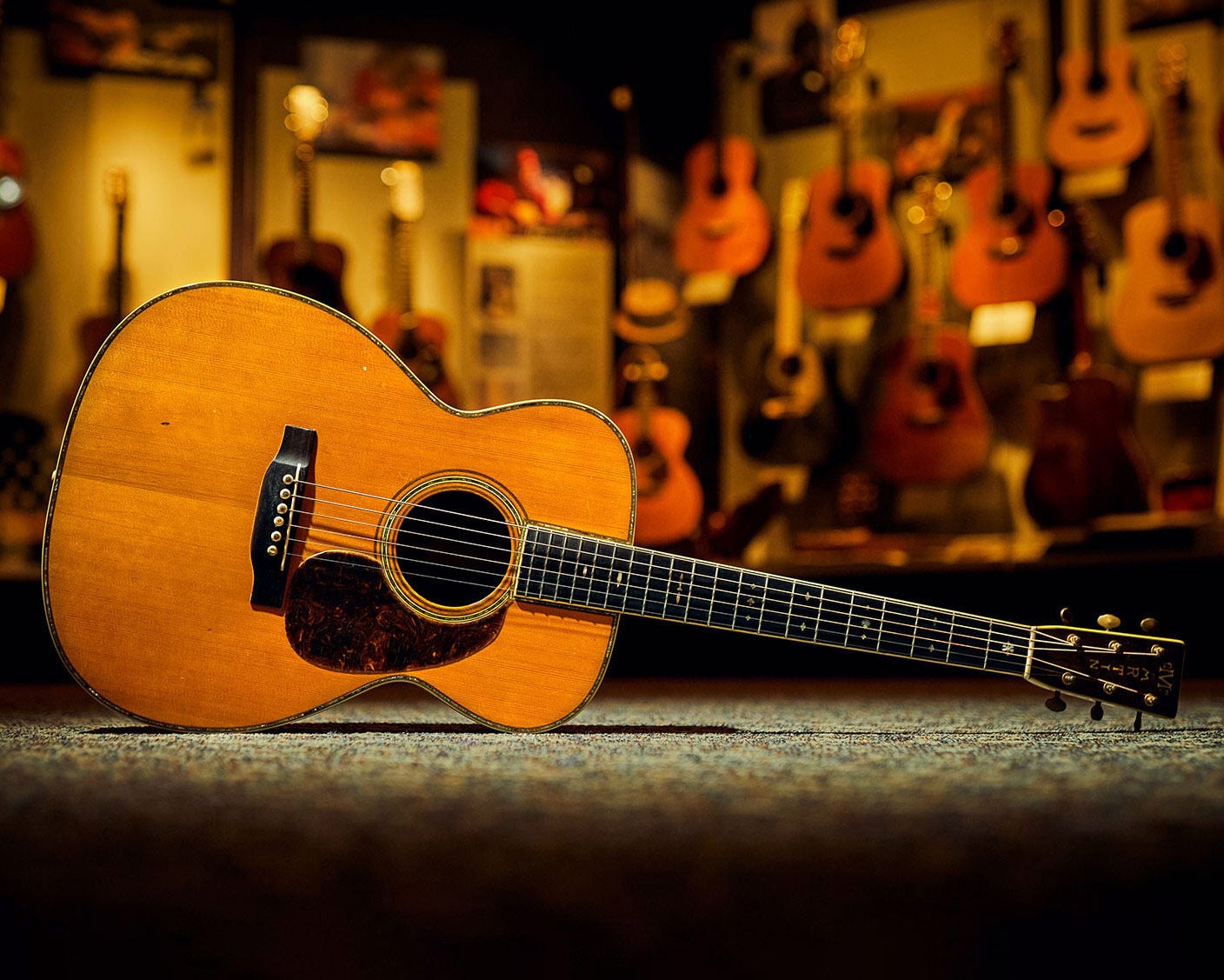 John's guitar on display at the Martin Museum