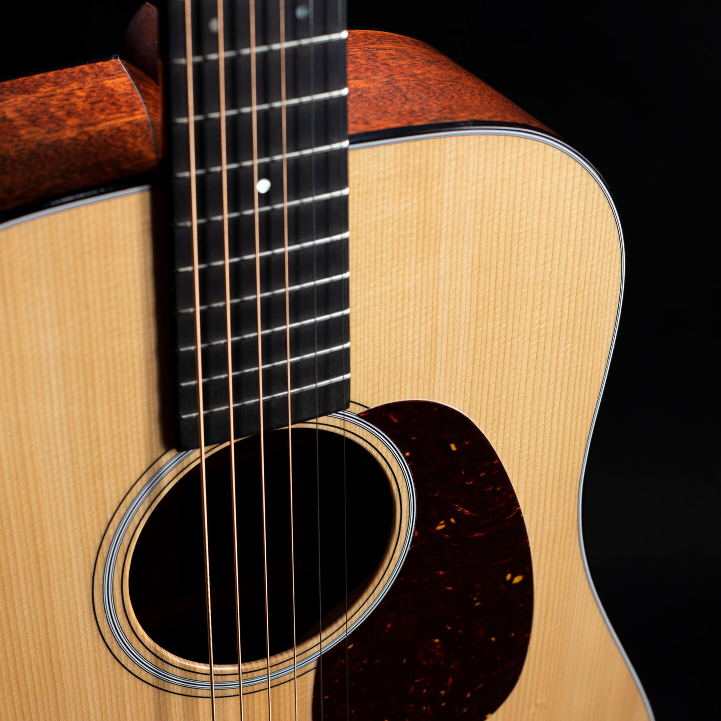 Closeup of an acoustic guitar