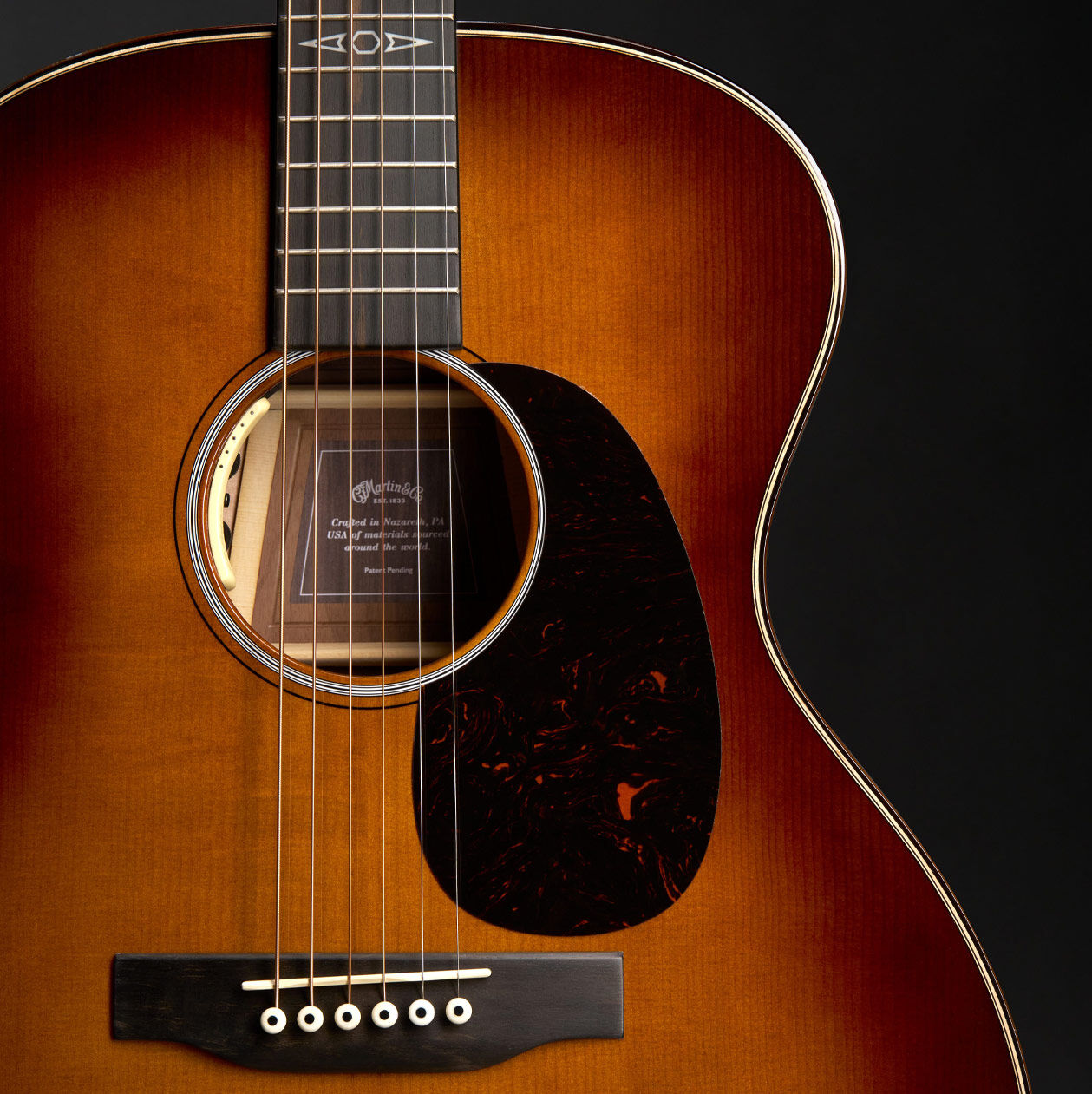 Close up of an acoustic guitar