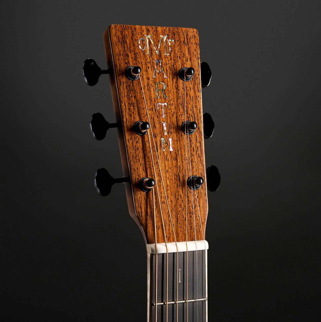The OM Mikael Akerfeldt acoustic guitar on black background