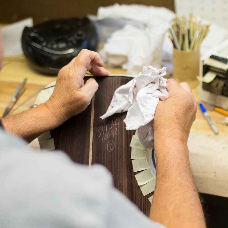 Working on guitar body