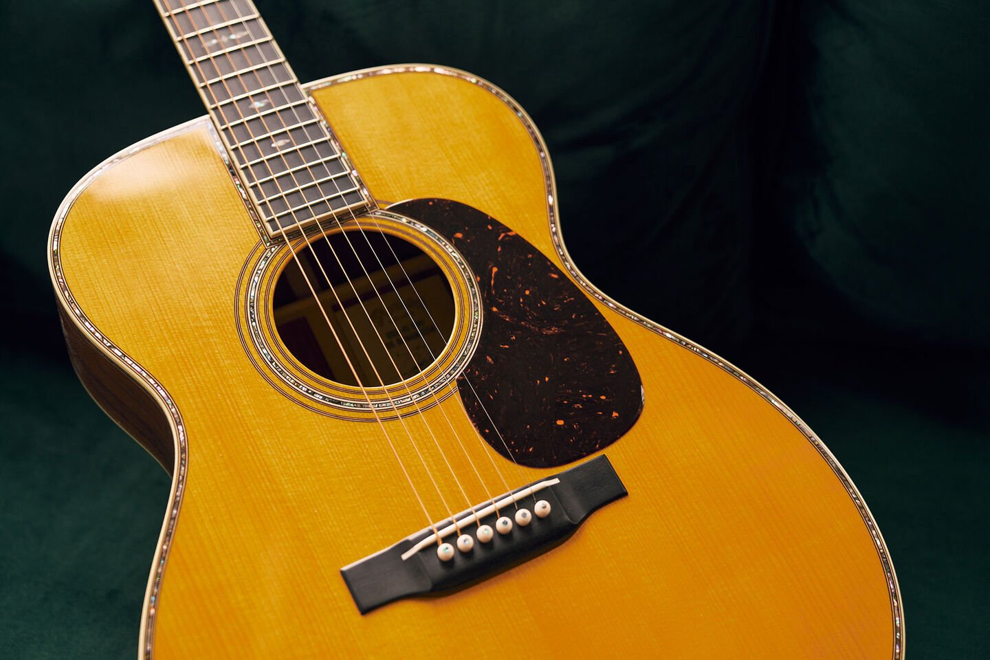 Closeup of an acoustic guitar