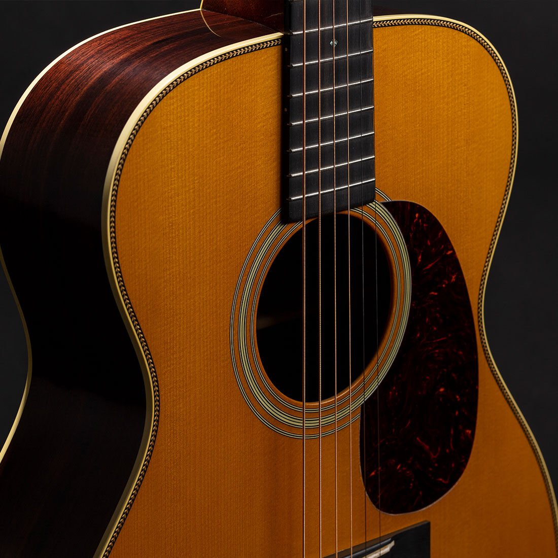 Closeup of an acoustic guitar