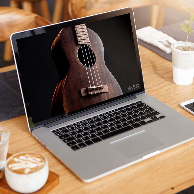 Guitar image on computer background