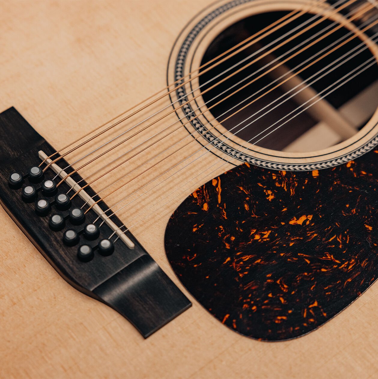Close up of 12 string guitar