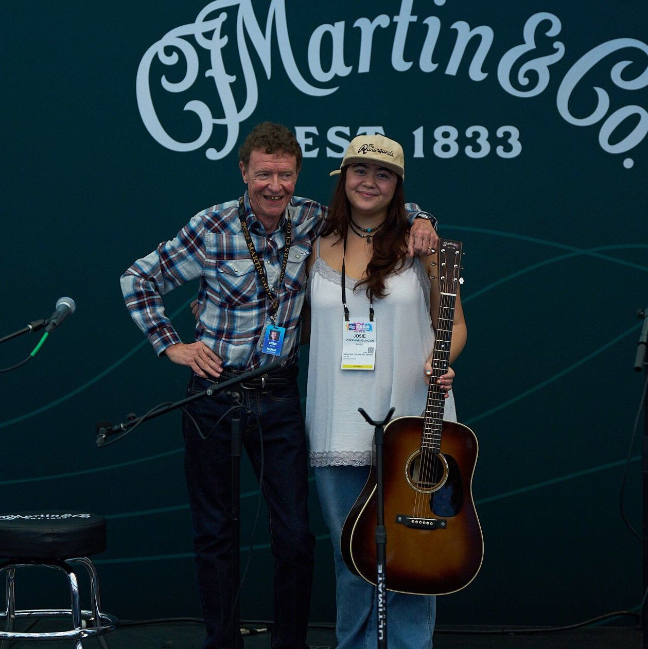 Chris Martin and the winner of the custom Martin guitar