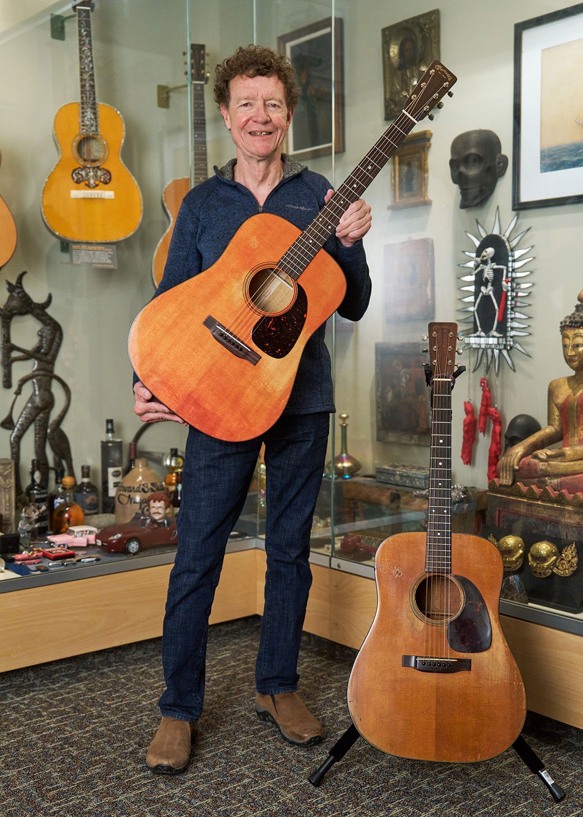 Chris Martin holding the D-18 1955 CFM IV 70th acoustic guitar Chris Martin holding the D-18 1955 CFM IV 70th acoustic guitar