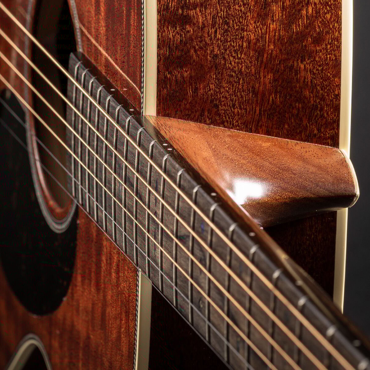 closeup of the guitar neck and heel