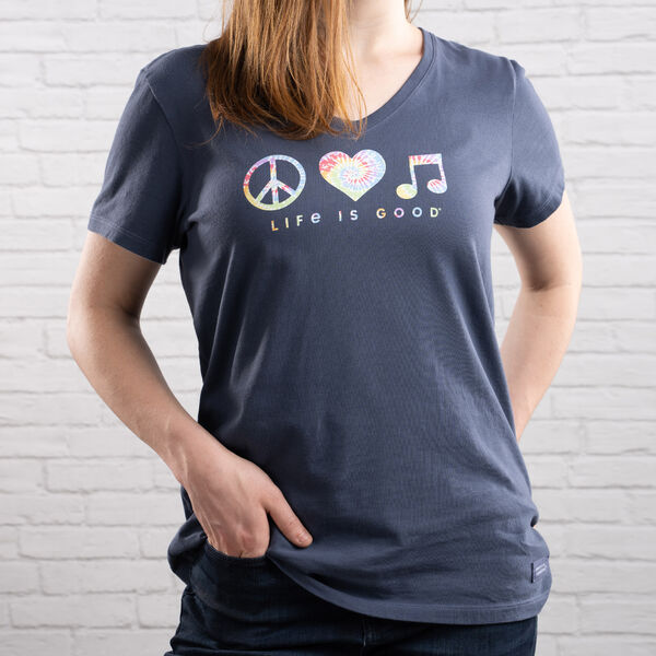 Life is Good Women's Tee: Peace Love and Music image number 1