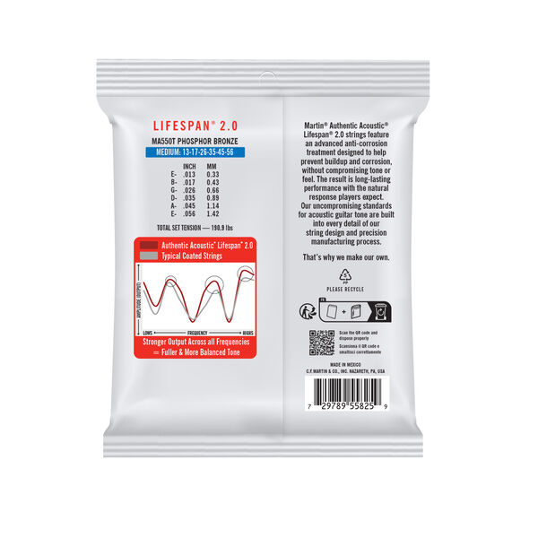 Back of Martin Lifespan MA550T Guitar Strings image number 1