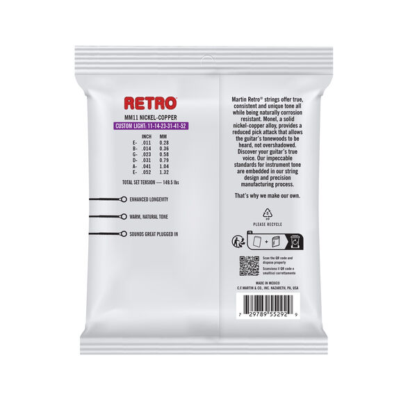 Martin Custom Light Retro Guitar Strings image number 1