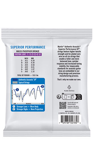 Authentic Acoustic SP&reg; Guitar Strings Phosphor Bronze