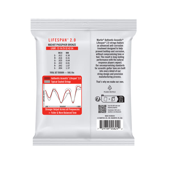 Back of Martin Lifespan MA540T Guitar Strings image number 1