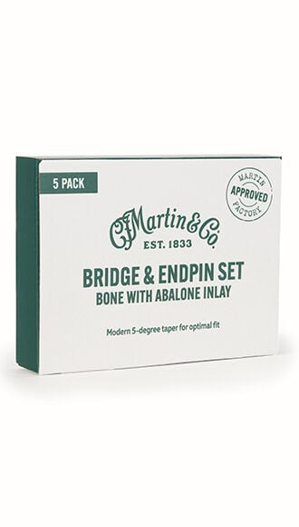 Bone Bridge & Endpins with Abalone Inlay &ndash; 5-Pack
