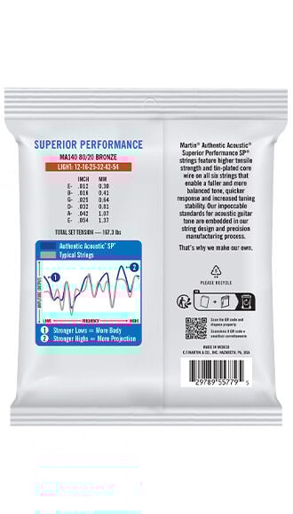 Authentic Acoustic SP&reg; Guitar Strings 80/20 Bronze