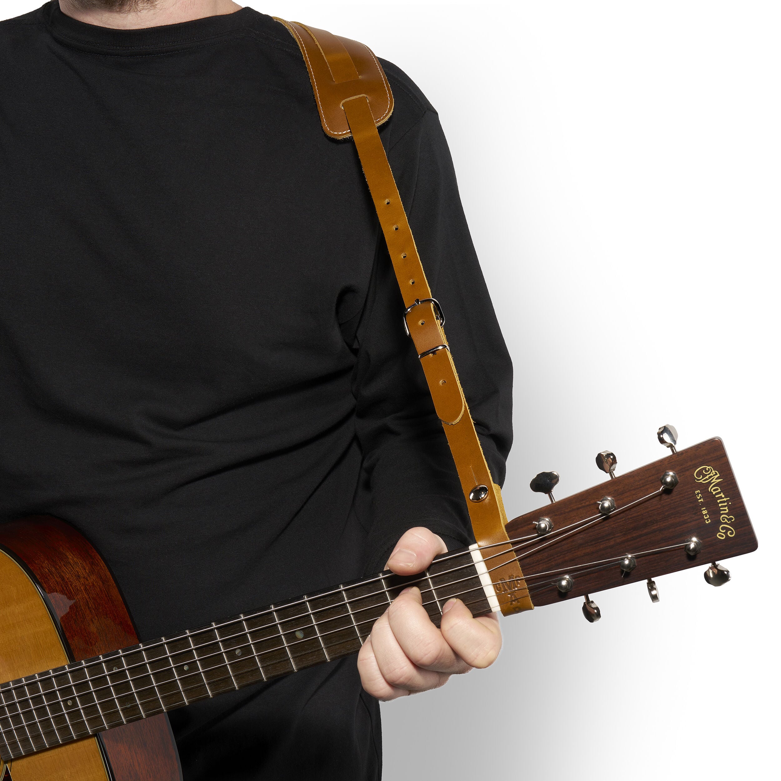Vintage Leather Acoustic Straps with Padded Slider | Martin Guitar