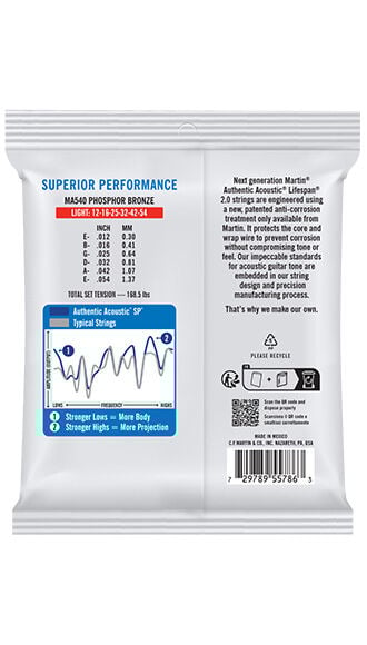 Authentic Acoustic SP&reg; Guitar Strings Phosphor Bronze