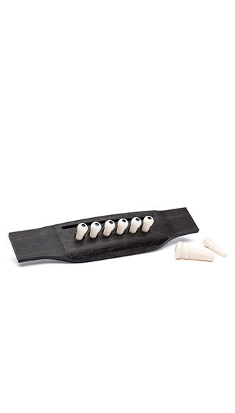 Authentic Series Bridge and End Pin Set (White w/Black Inlay)
