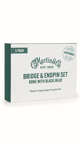 Bone Bridge & Endpins with Black Inlay &ndash; 5-Pack