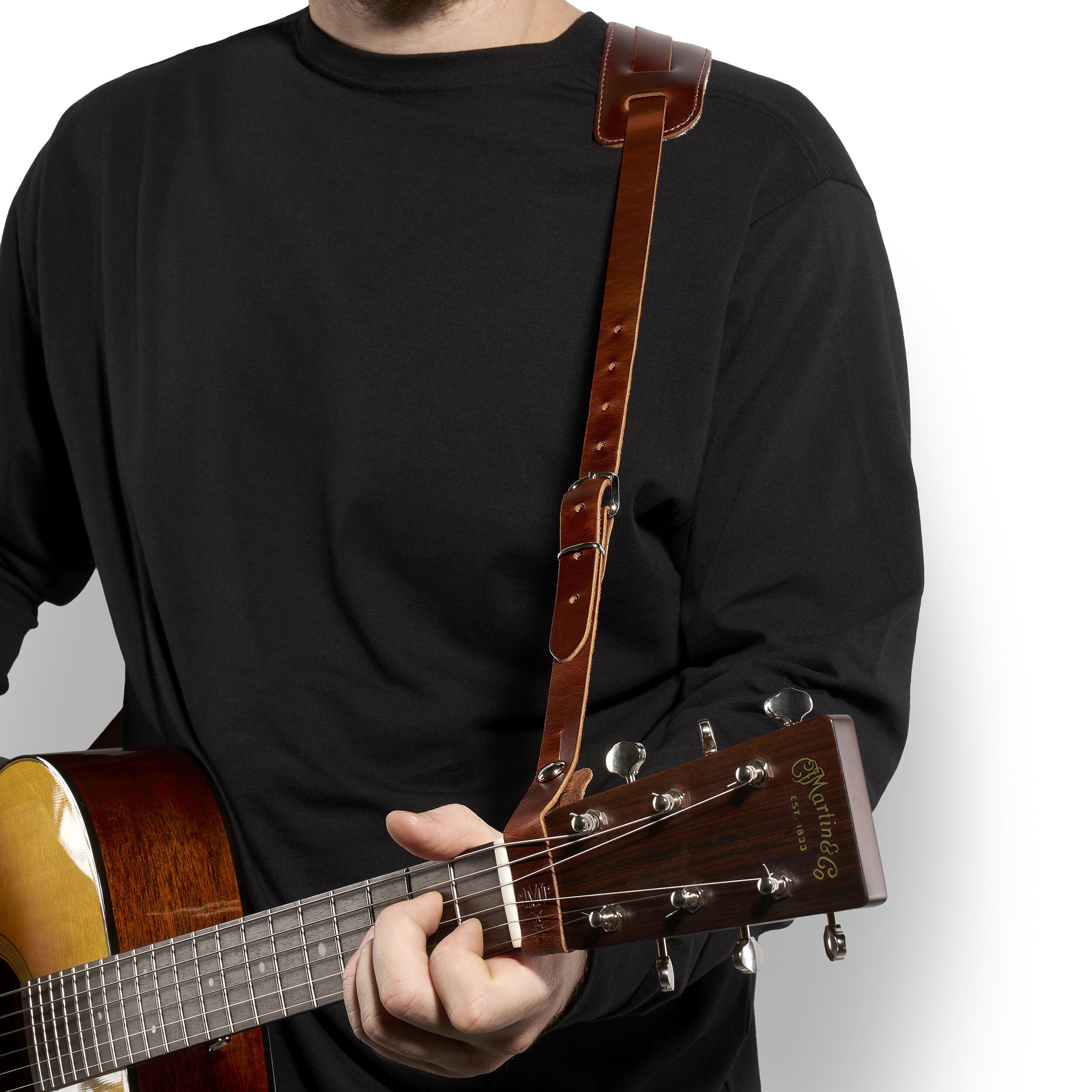 Vintage Leather Acoustic Straps with Padded Slider | Martin Guitar