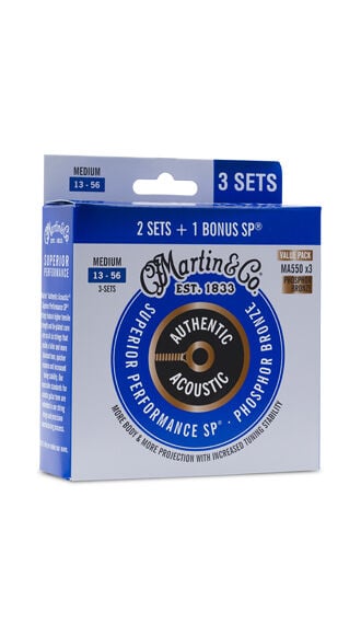 Authentic Acoustic SP&reg; Guitar Strings Phosphor Bronze Medium Gauge Value Pack