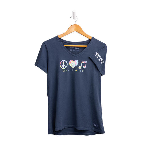 Life is Good Women's Tee: Peace Love and Music image number 0