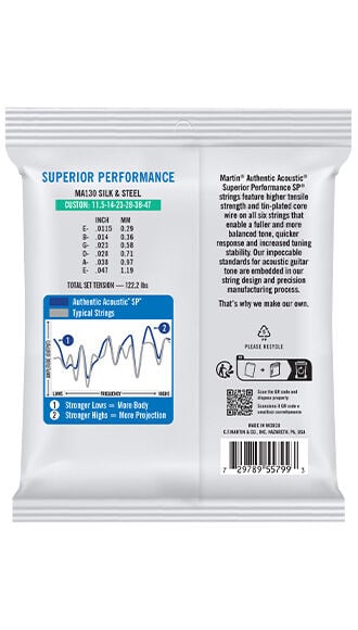 Authentic Acoustic SP&reg; Guitar Strings Silk & Steel