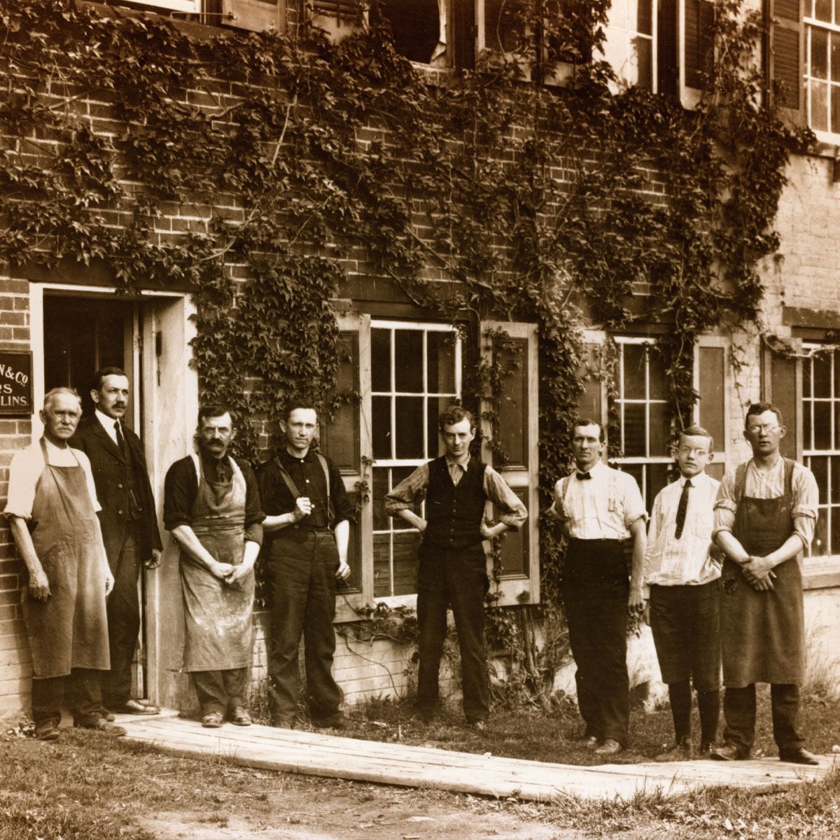Workers outside the North Street factory