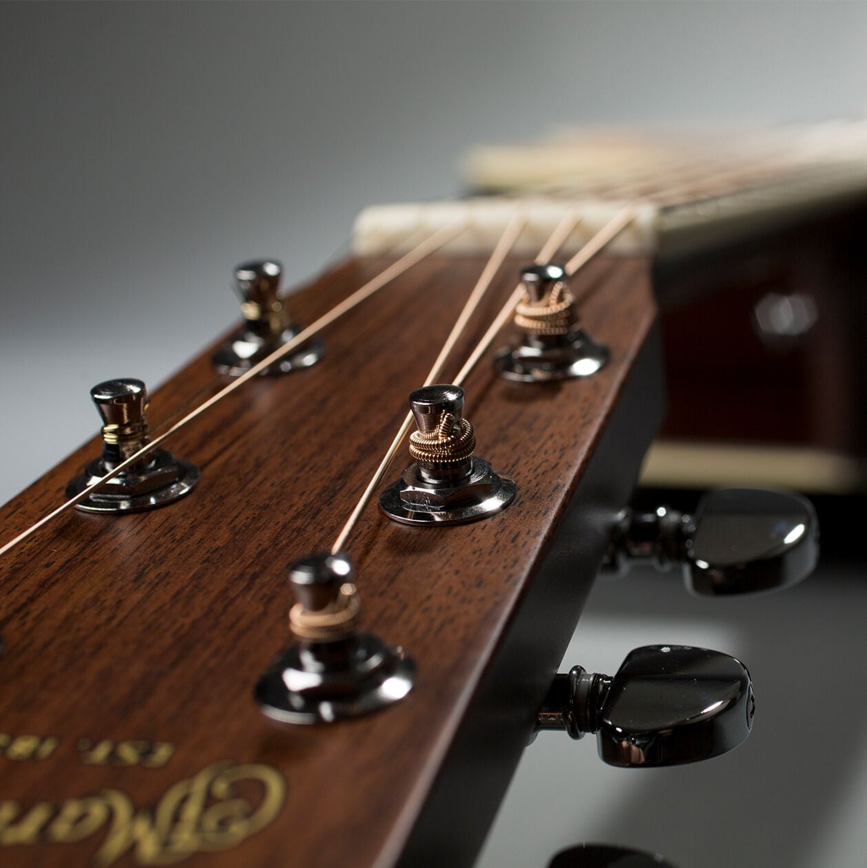 Acoustic guitar headstock and tuners