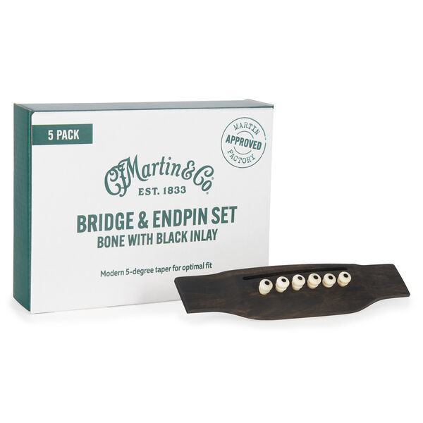 Bone w/ Black Inlay Bridge & End Pin-5 Sets image number 0