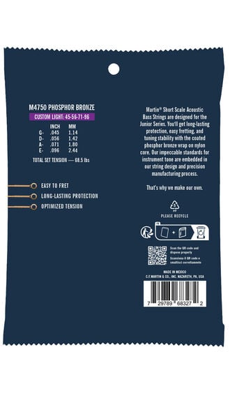 Short Scale Coated Acoustic Bass Strings