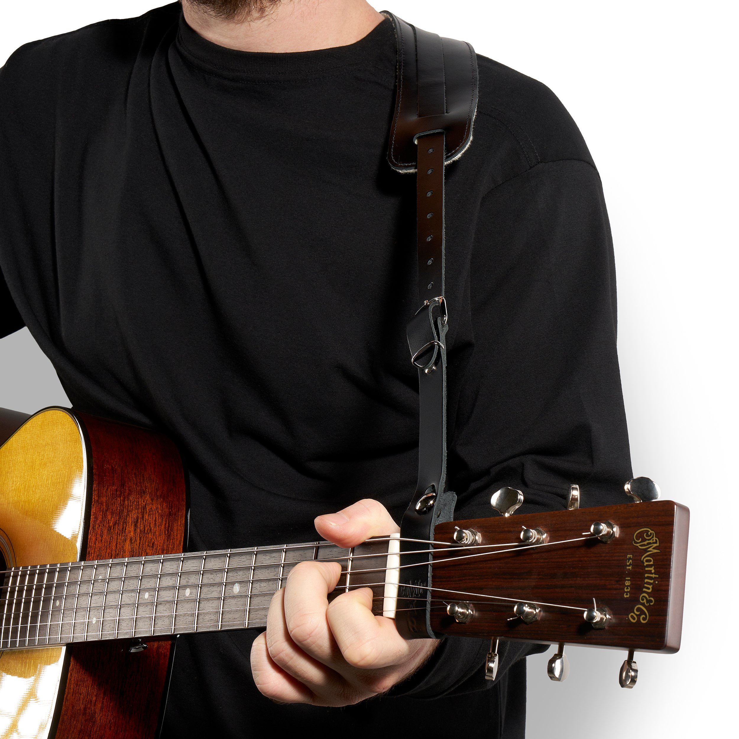 Martin Vintage Leather Acoustic Straps with Padded Slider - Black image number 2