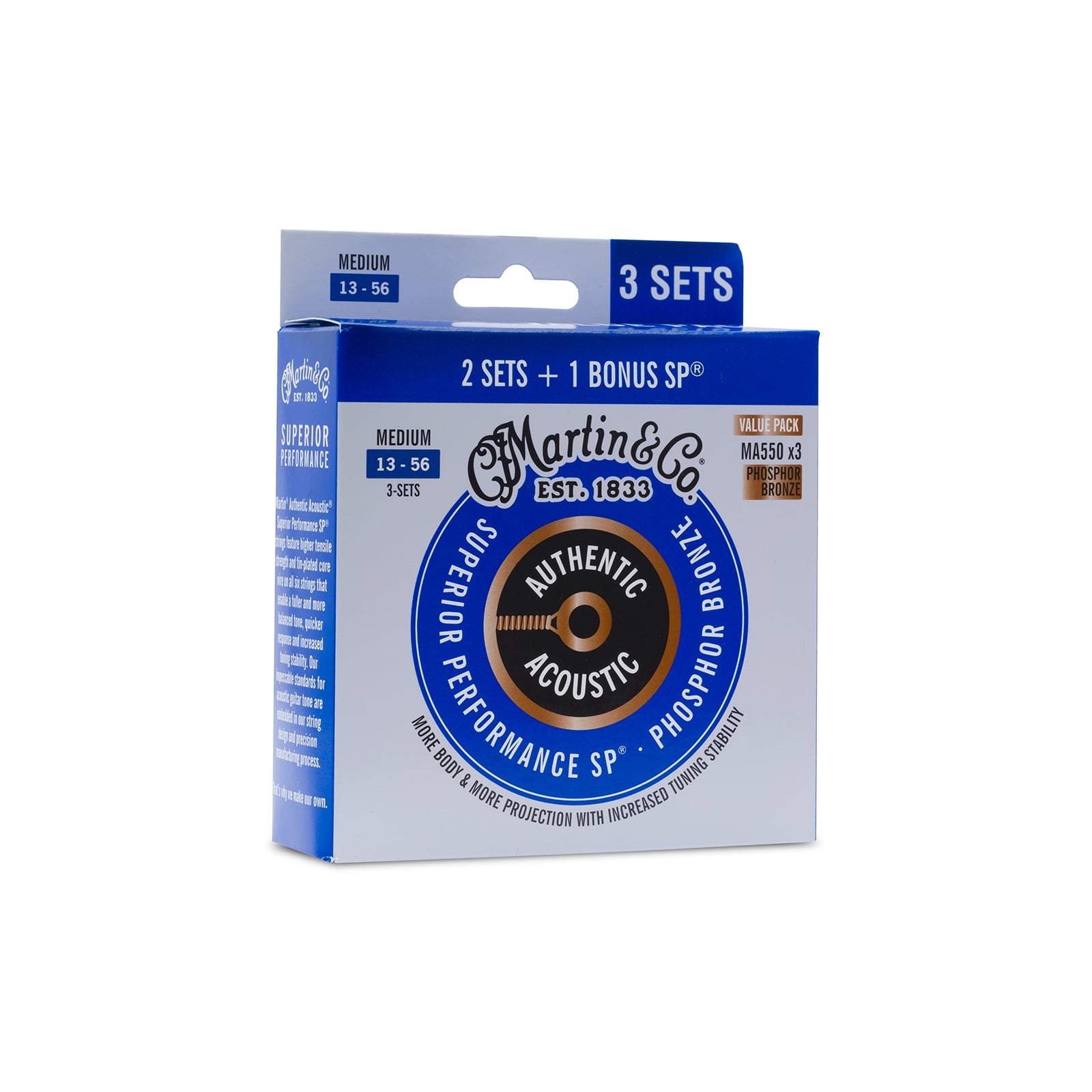 Authentic Acoustic SP&reg; Guitar Strings Phosphor Bronze Medium Gauge Value Pack image number 1