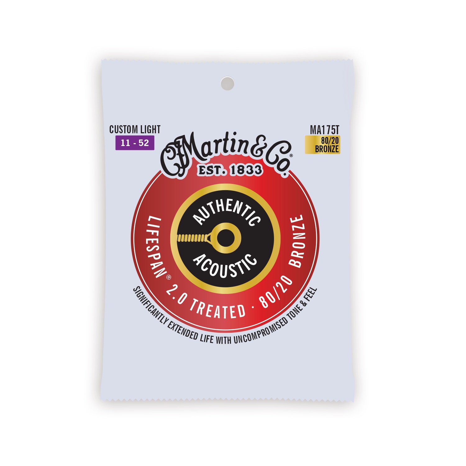 Authentic Acoustic Lifespan 2.0 Guitar Strings 80 20 Bronze